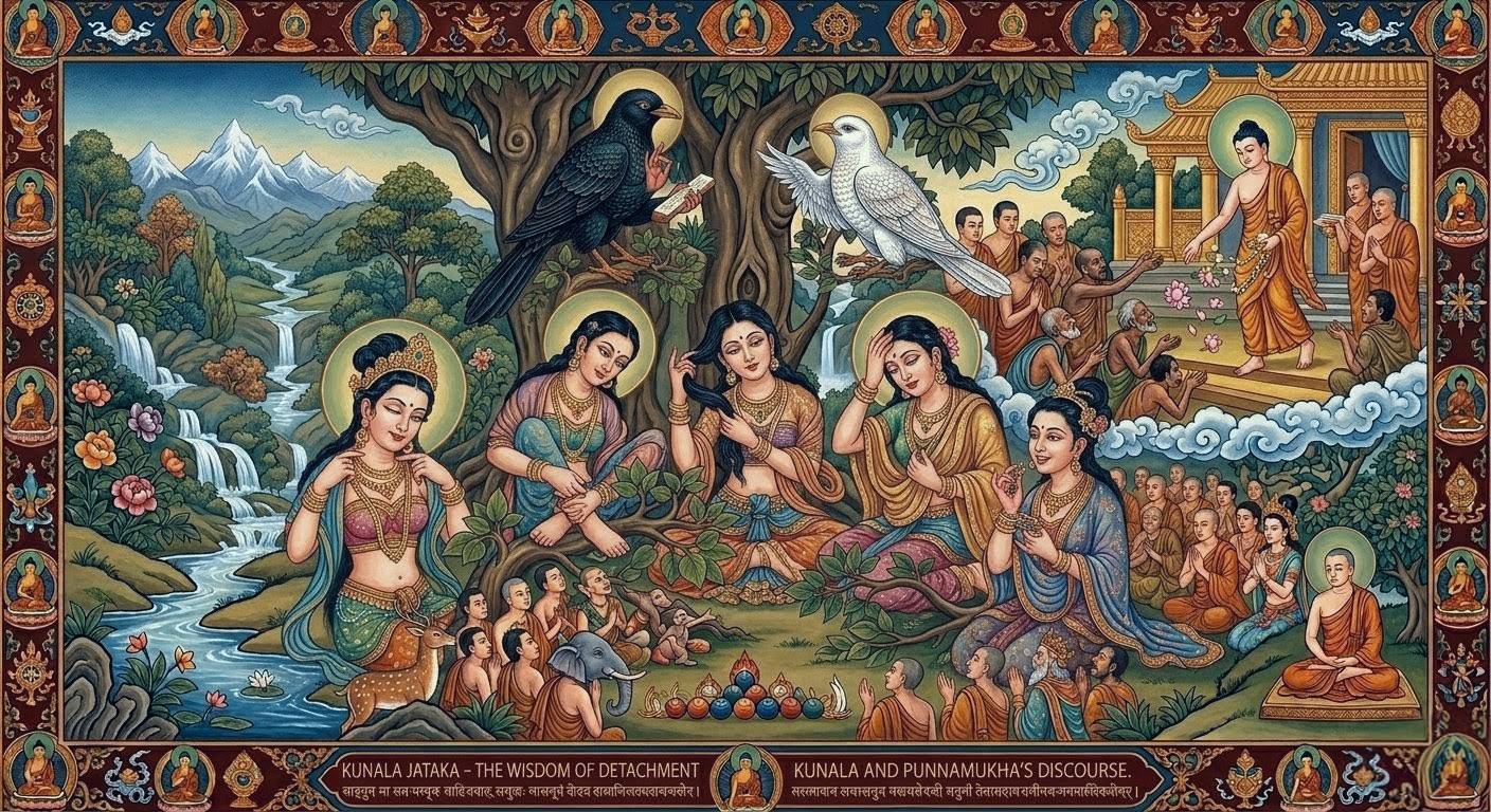 Tranh minh họa Kuṇāla Jātaka — Wisdom of Detachment